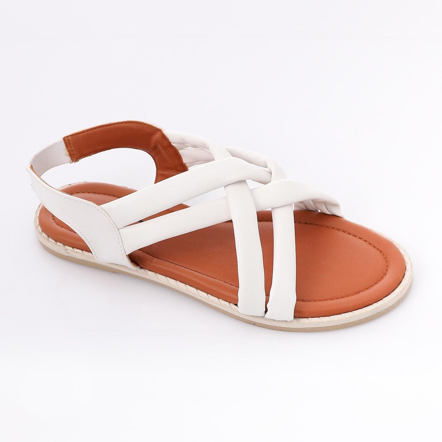 Leather Cross-Strap Sandals – White