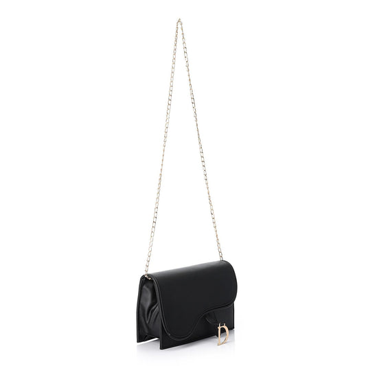 Synthetic Leather Shoulder Bag - Black