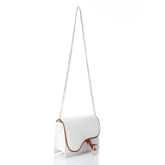 Synthetic Leather Shoulder Bag - White