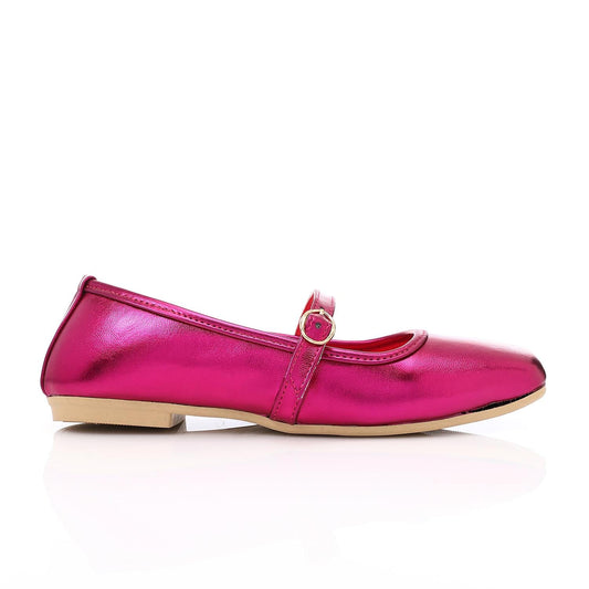Faux Leather Mary Jane Ballet Flat - Fuchsia