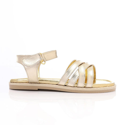 Leather Soft Casual Kids Sandals - Gold