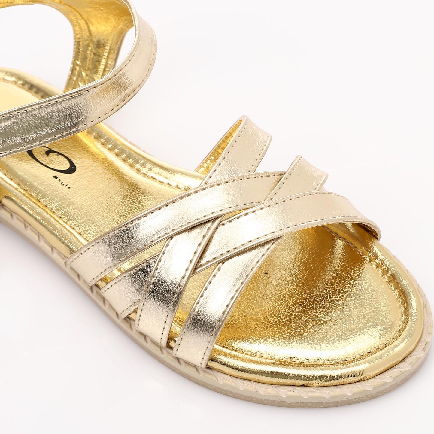 Leather Soft Casual Kids Sandals - Gold