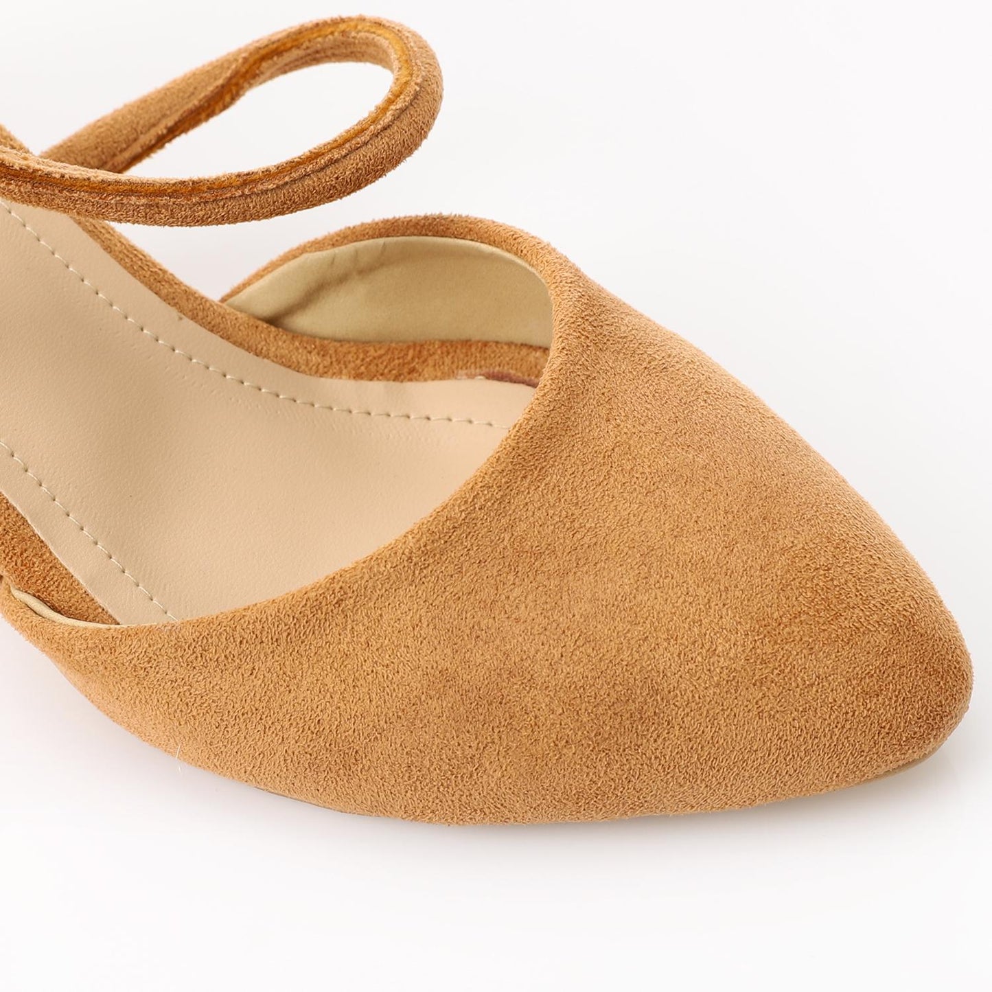 Suede D'Orsay Ankle Strap Block Heel - Camel