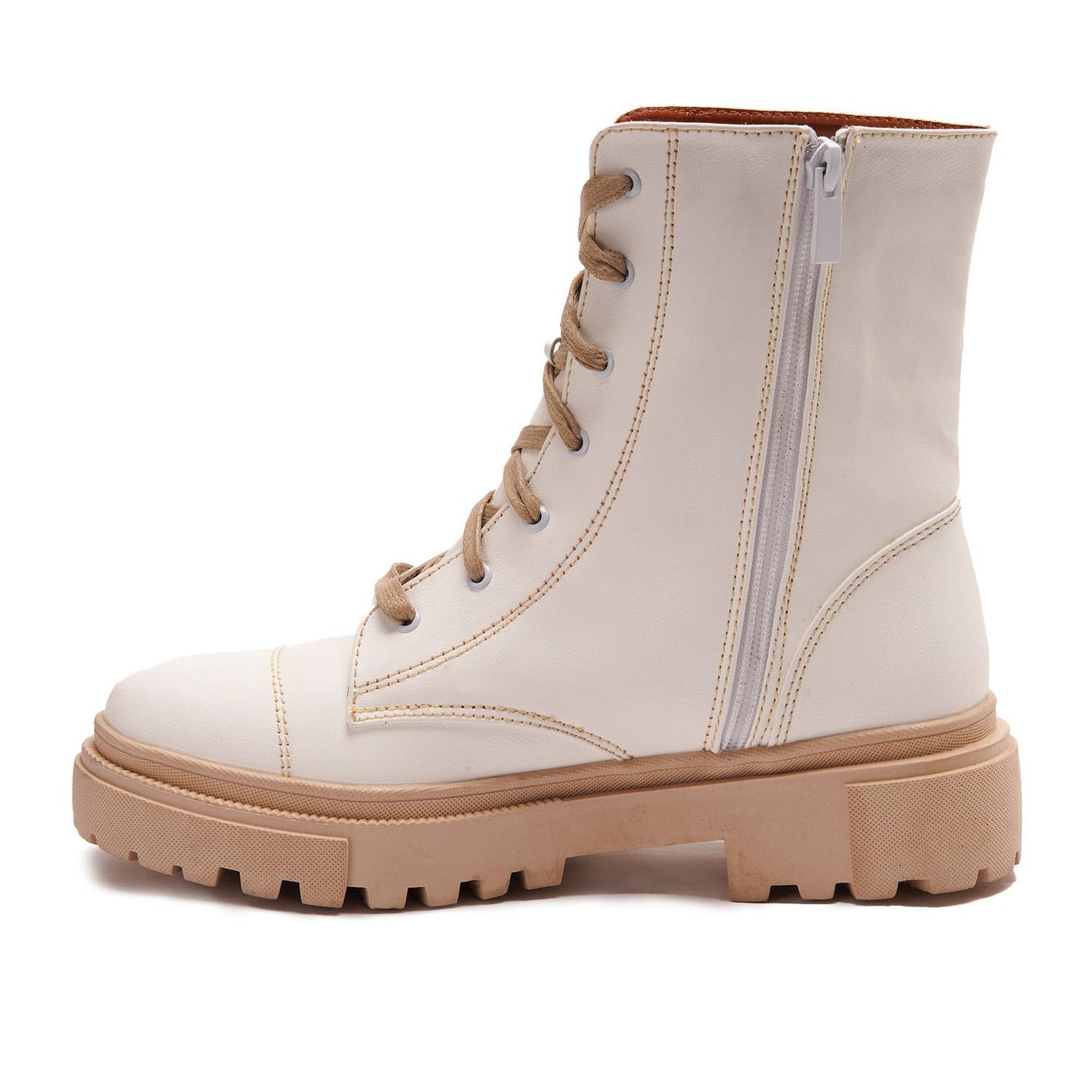 Faux Leather Ankle Boot - White