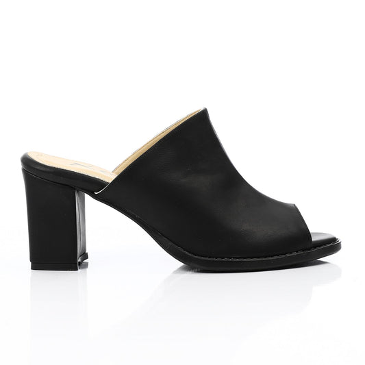Leather Mule Shoes - Black