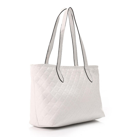 Faux Leather Quilted Tote Bag - White