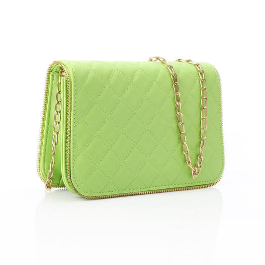 Faux Leather Shoulder Cross Bag - Lime