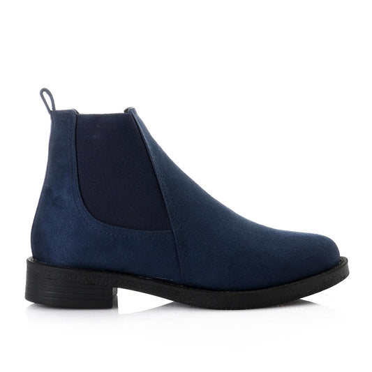 Faux Leather Ankle Boot - Navy