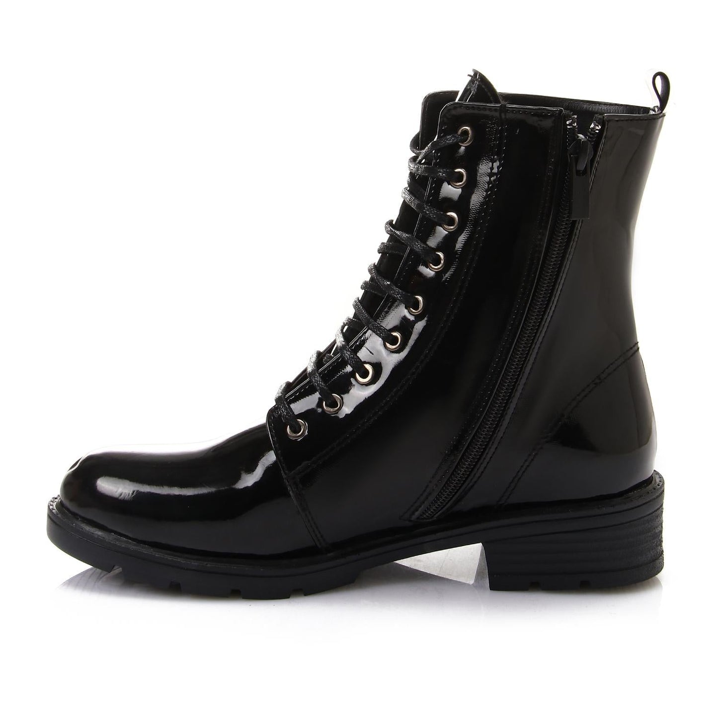 Faux Leather Ankle Boot - Black