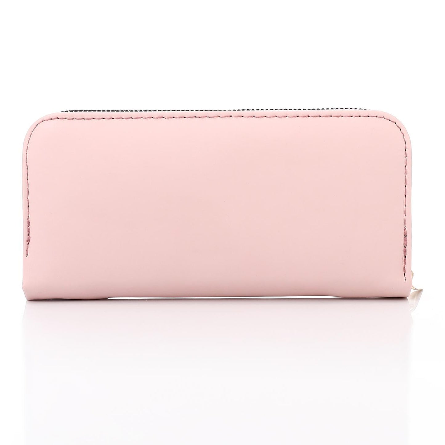 Synthetic Leather Zipped Wallet - Rose
