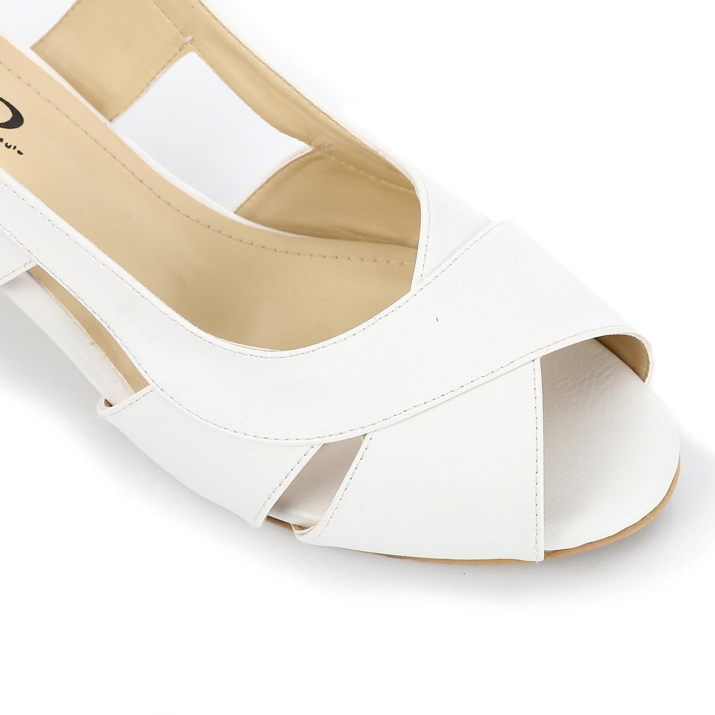 Leather Solid Slingback Sandals - White