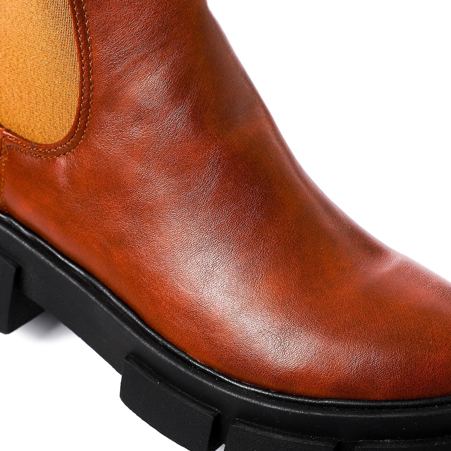 Faux Leather Ankle Boot - Tan