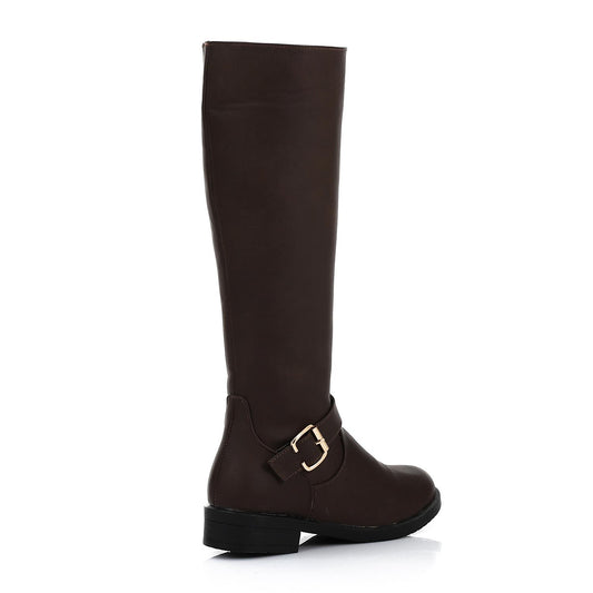 Leather Mid-Calf Boot - Brown