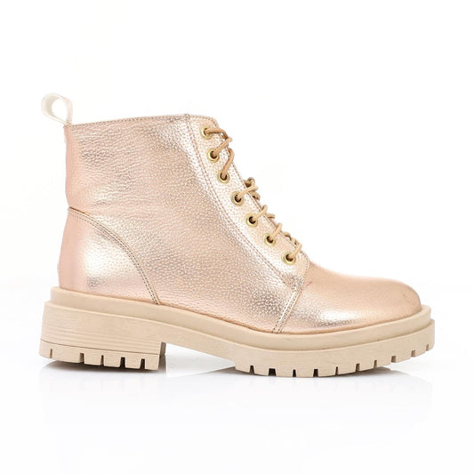 Leather Ankle Boot - Gold