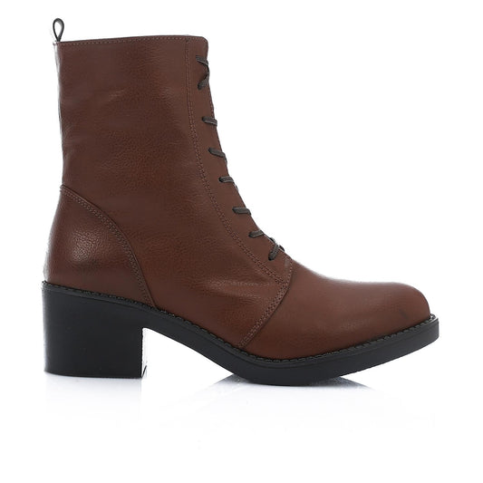 Leather Ankle Boot - Brown