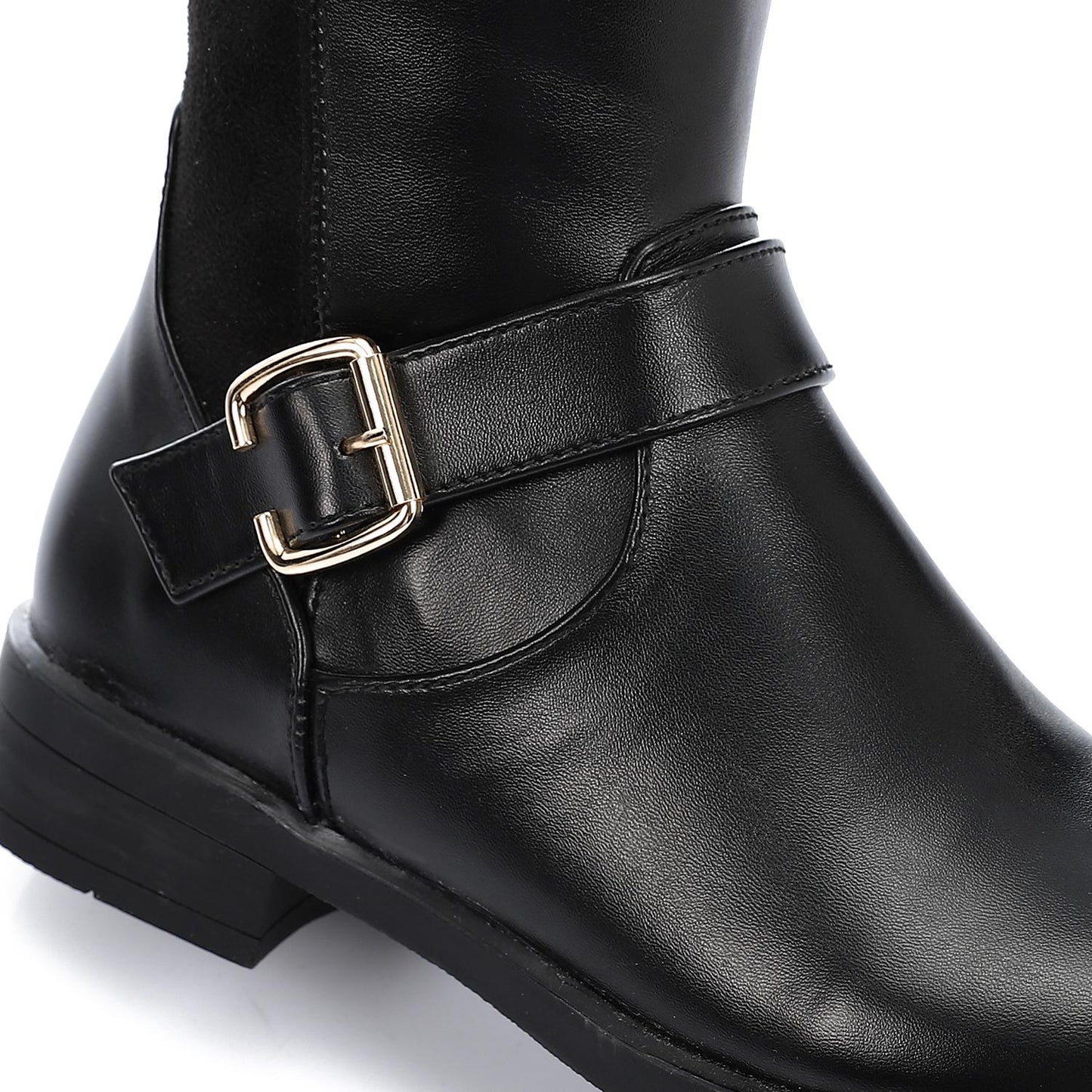 Faux Leather Boot - Black