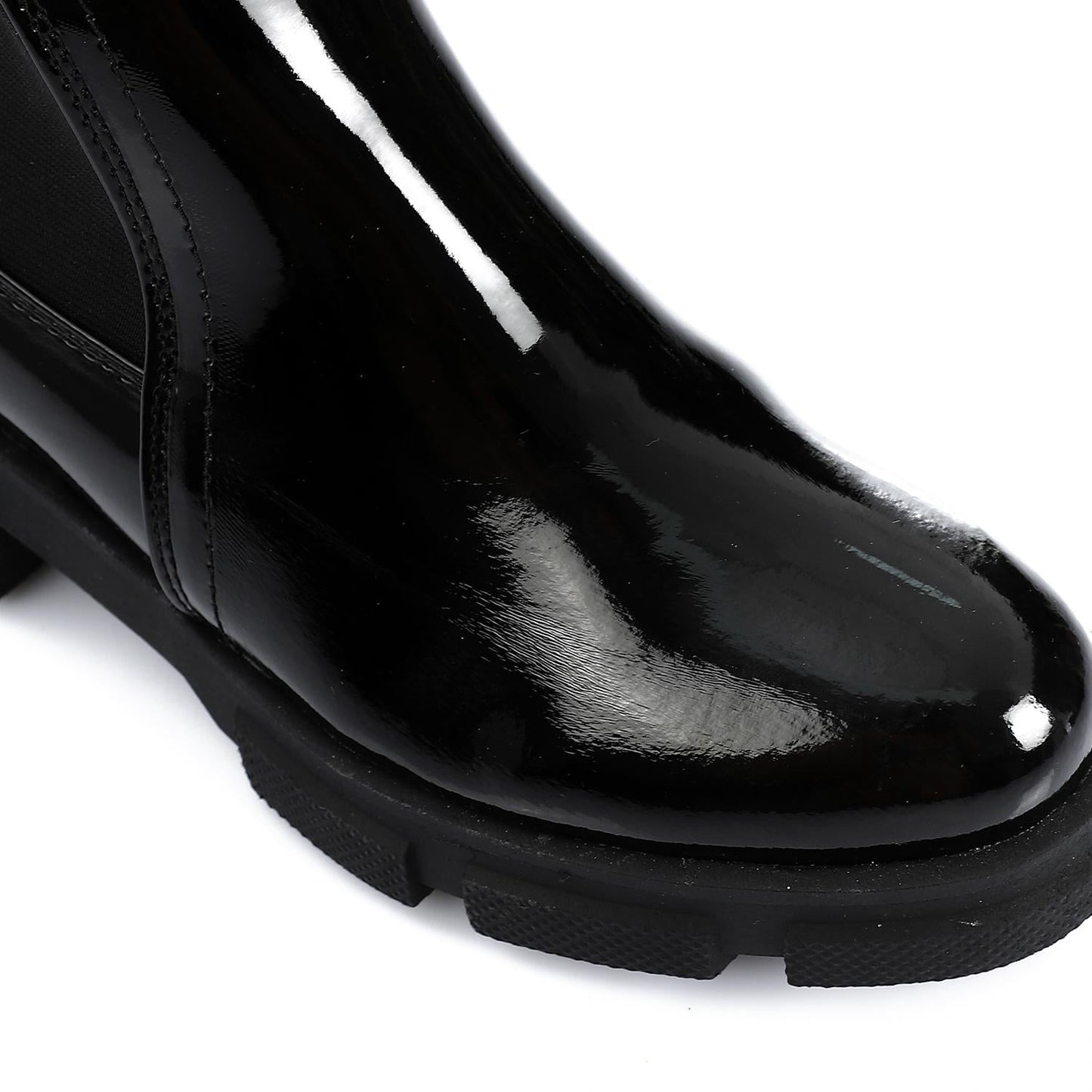 Patent Leather Chelsea Boot - Black