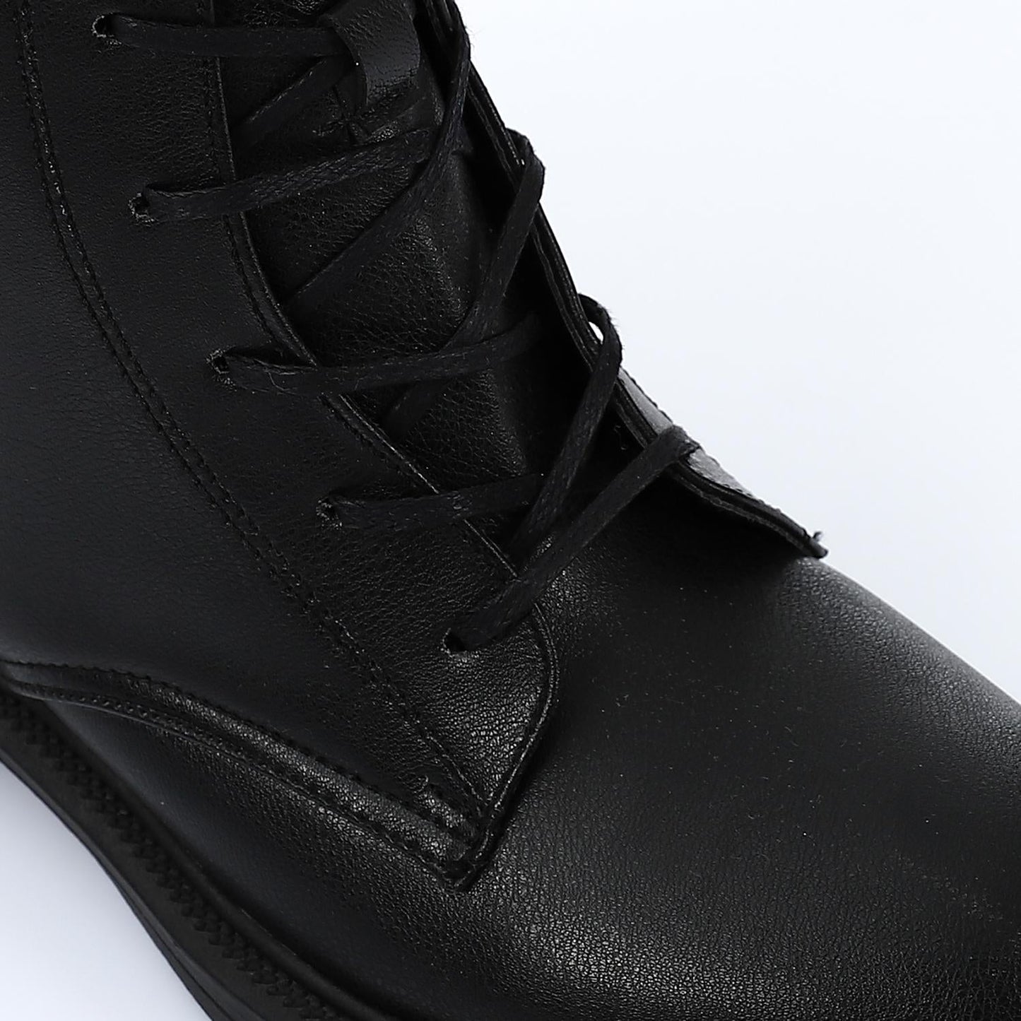 Leather Combat Boots - Black