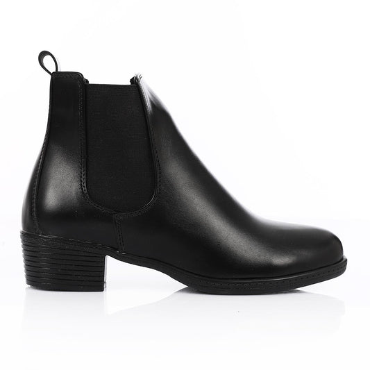 Leather Solid Chelsea Boots - Black