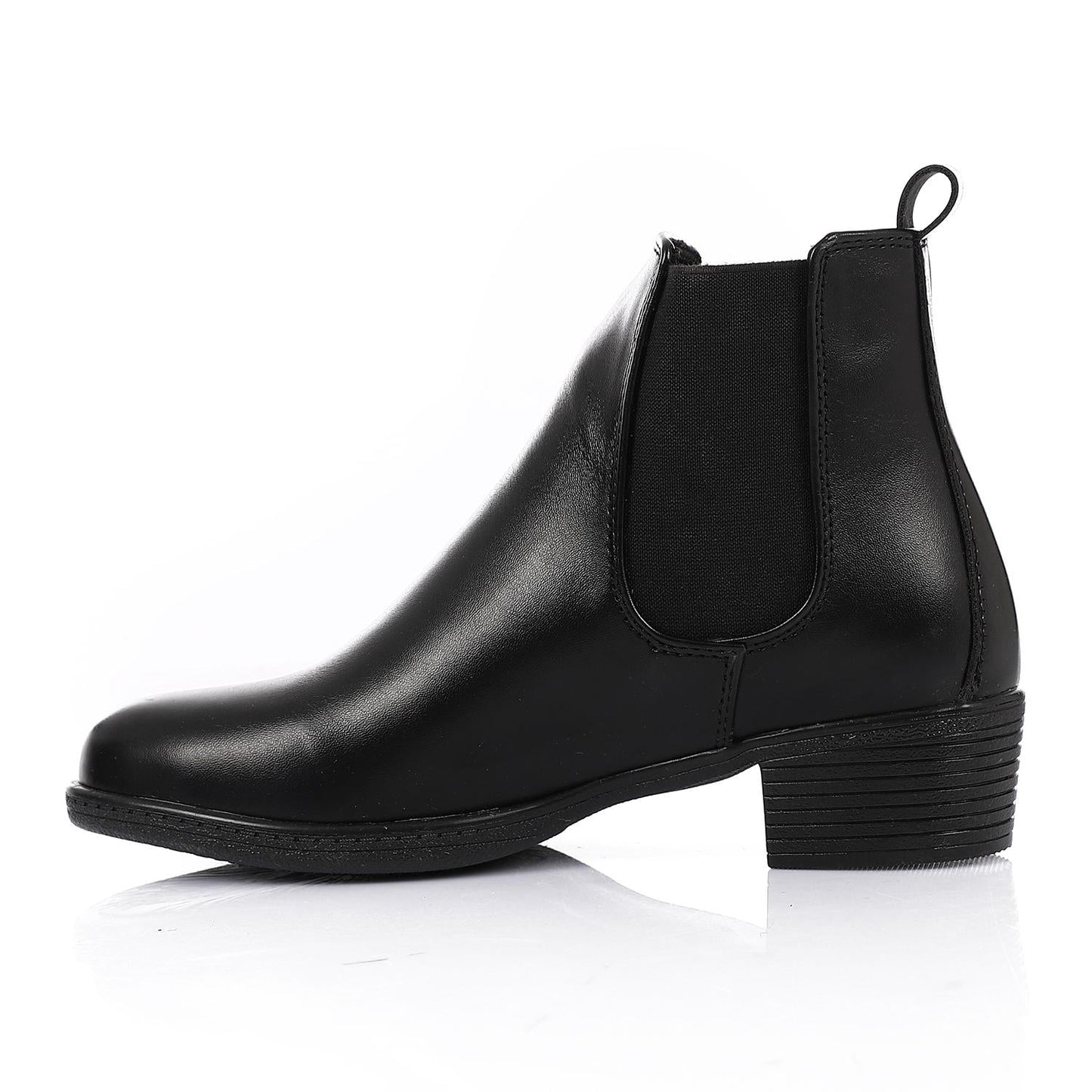 Leather Solid Chelsea Boots - Black