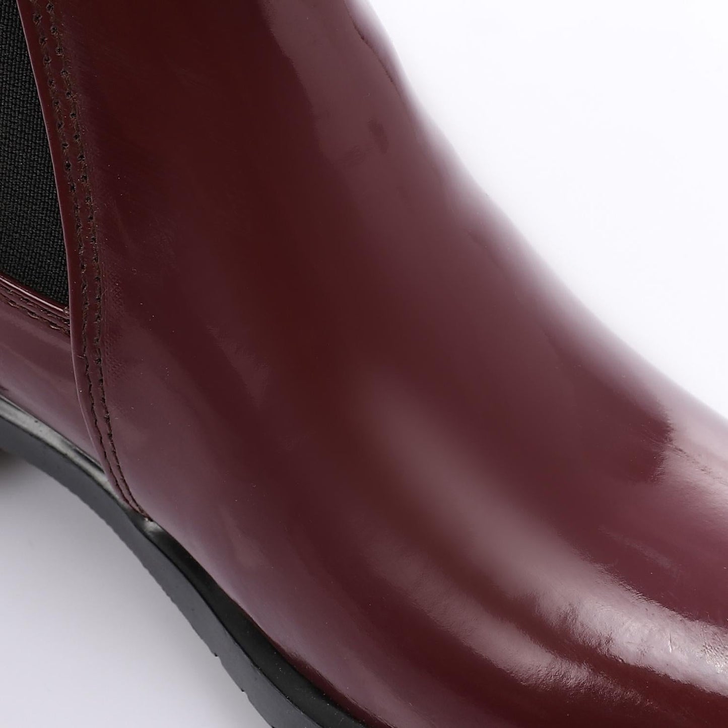Patent Leather Ankle Chelsea Boot - Burgundy
