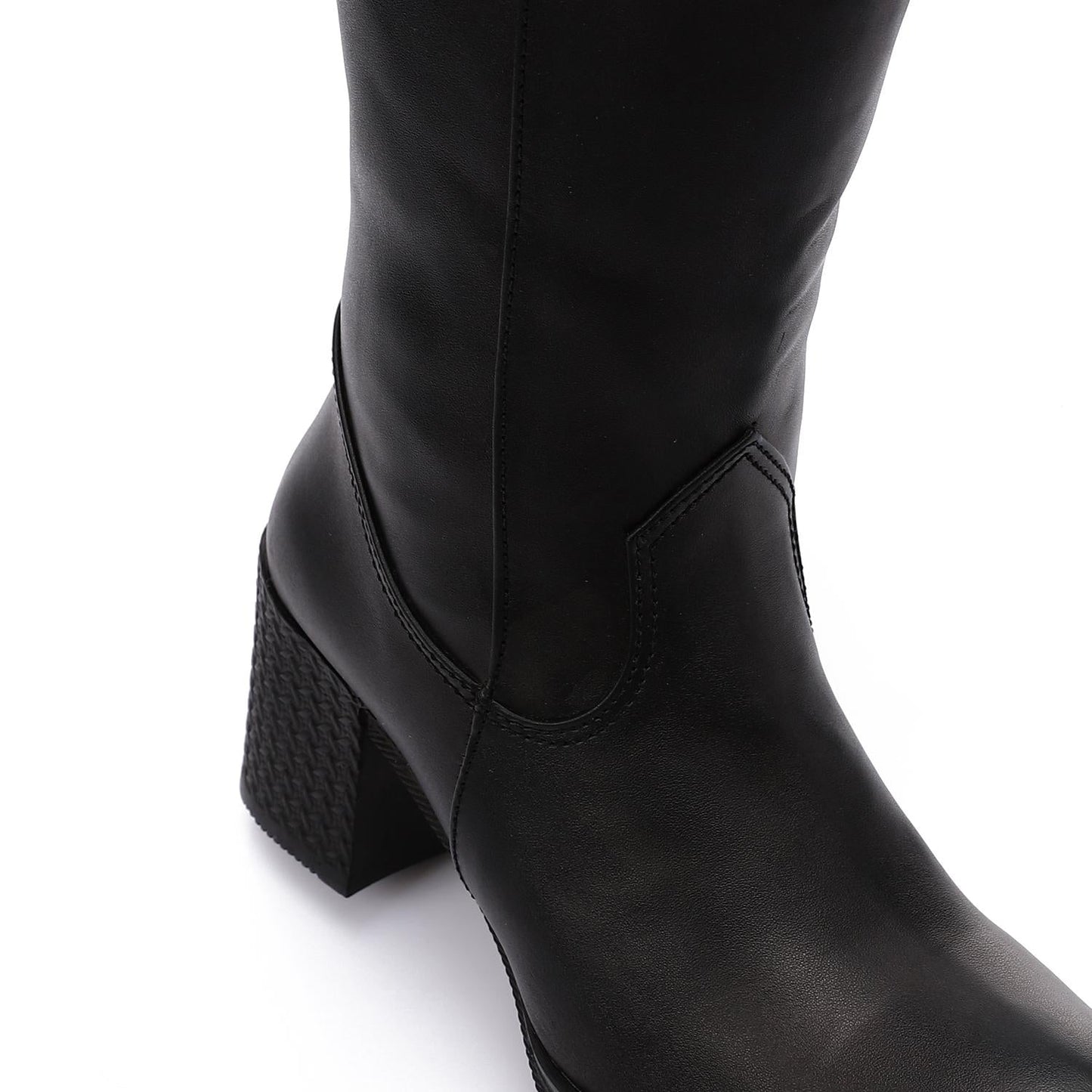 Leather Mid-Calf Boot - Black