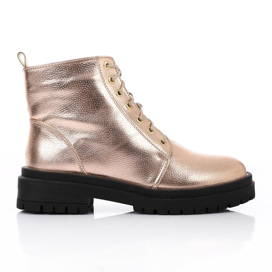 Leather Ankle Boot - Champagne
