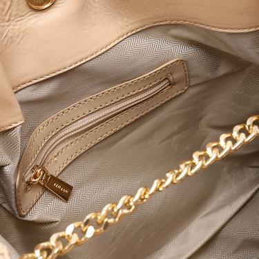 Faux Leather Quilted Hand Bag - Beige