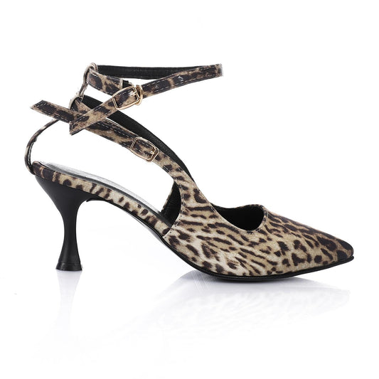 Satin Print Kitten Heel Shoes – Leopard