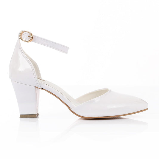 Patent Leather Heeled Shoes - White