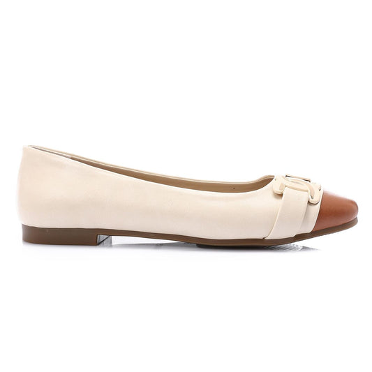 Leather Solid Ballet Flats – Beige