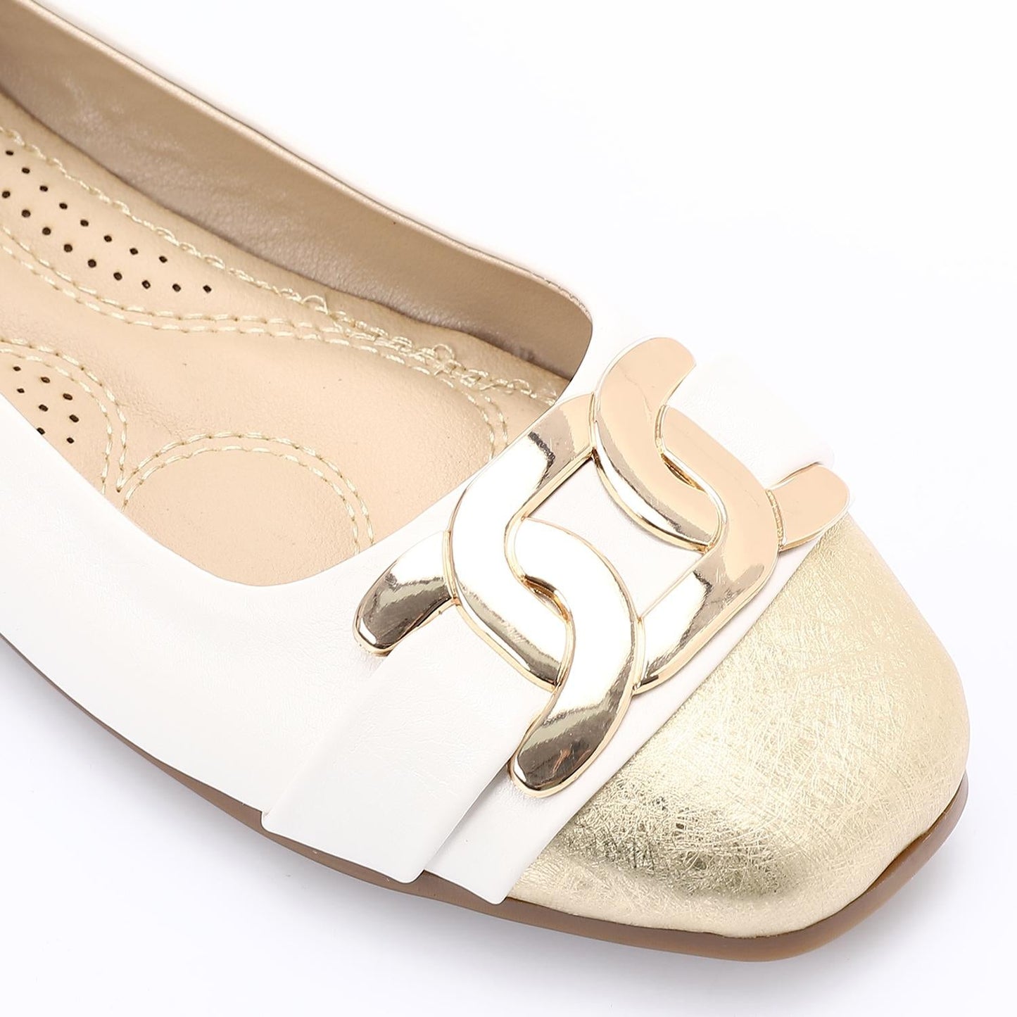 Leather Solid Ballet Flats – White