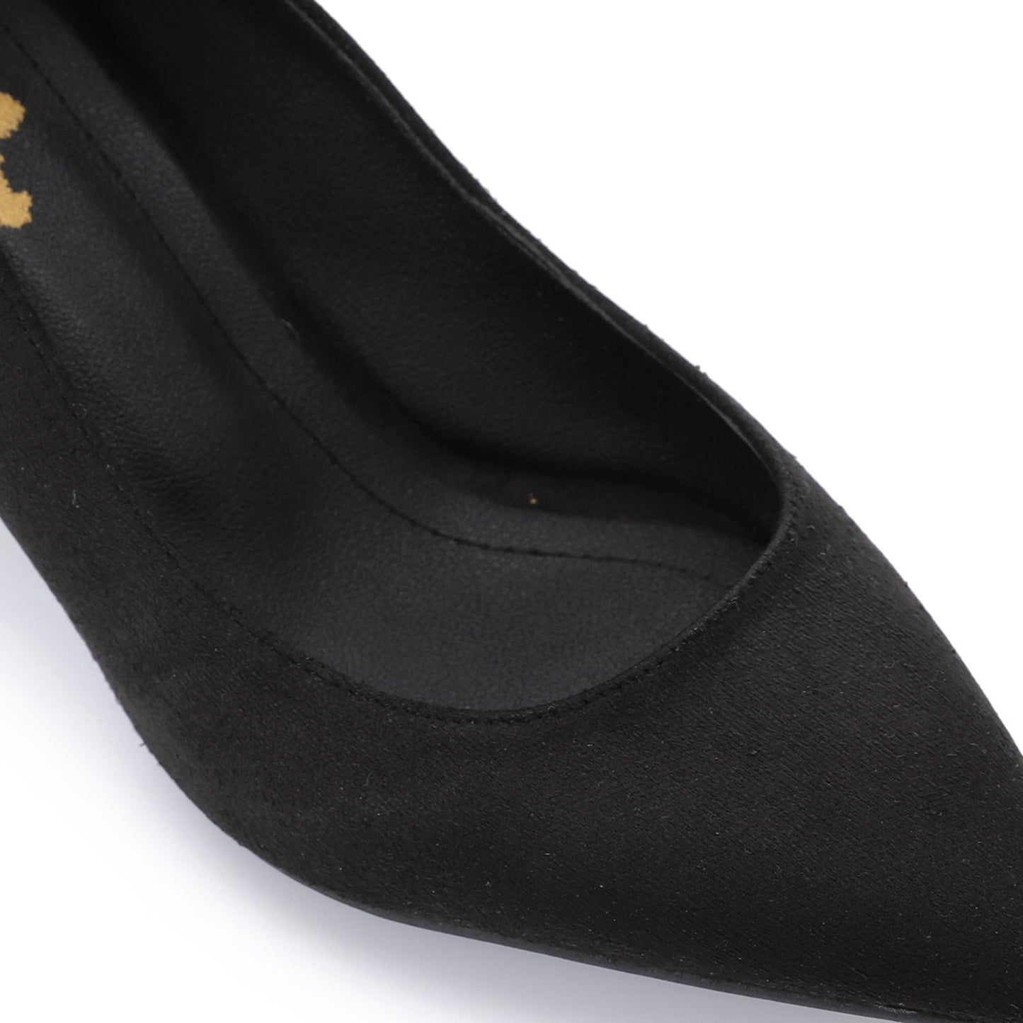 Suede Pointed-Toe Block Heel Pump - Black