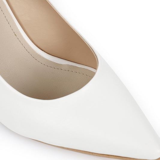Leather Solid Pumps – White