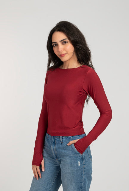 Boat Neck Long Sleeve Top