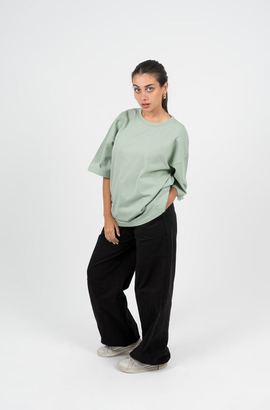 Cotton Solid Oversized T-Shirt – Mint