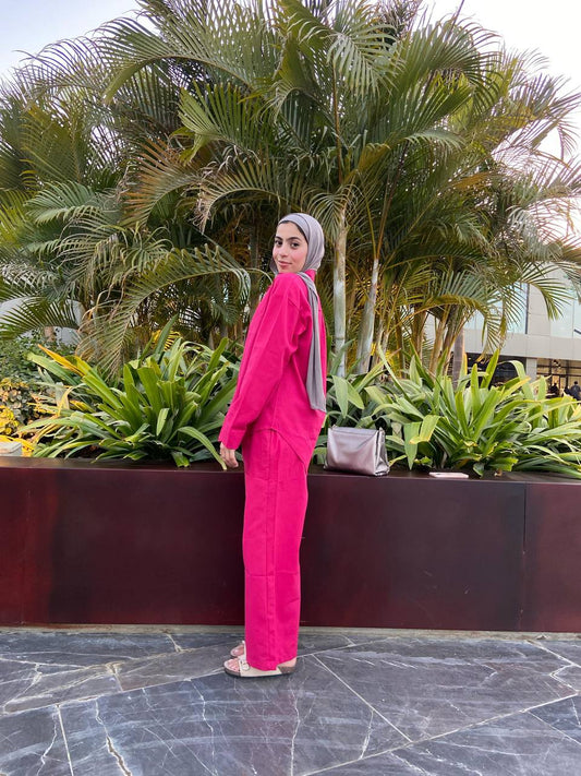 Linen Chic Comfort Set - Fuchsia