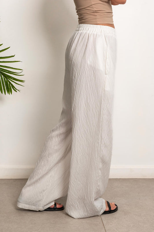 Wide-Leg Linen Pants - White