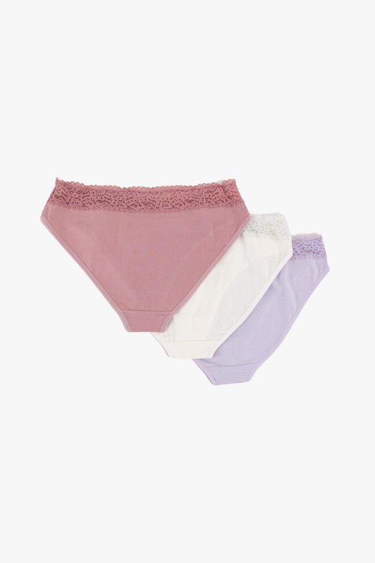 Pack of 3 Bikini Panties with Lace - Carina - كارينا