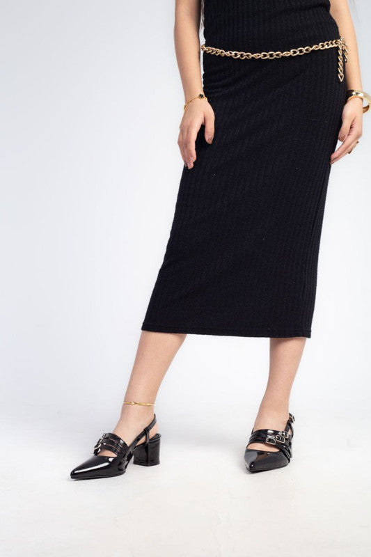 Patent Solid Slingback Heels – Black