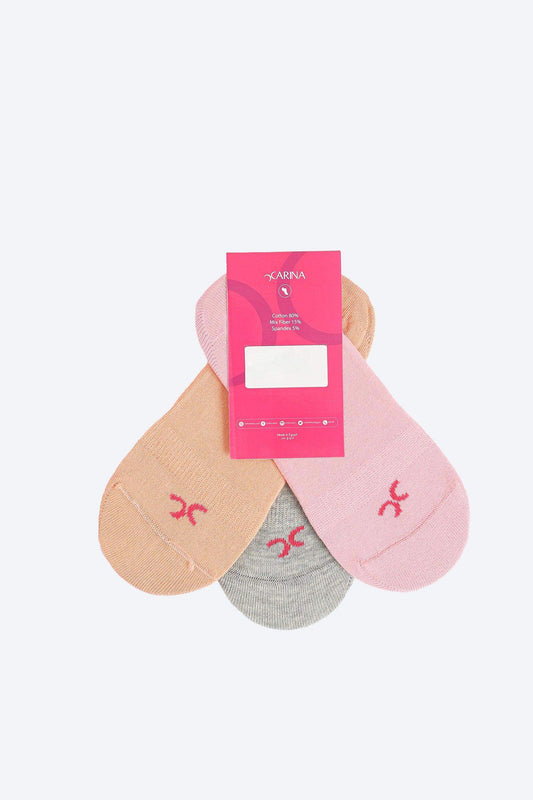 Plain Invisible Socks - 3 Pairs - Carina - كارينا