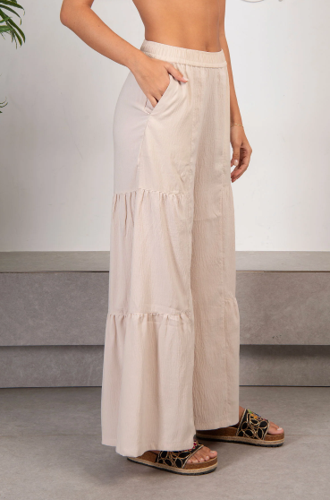 Layered Loose Pants - Beige