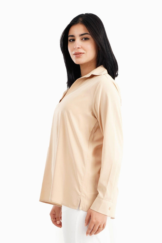 V-Neck Collared Blouse - Carina - كارينا