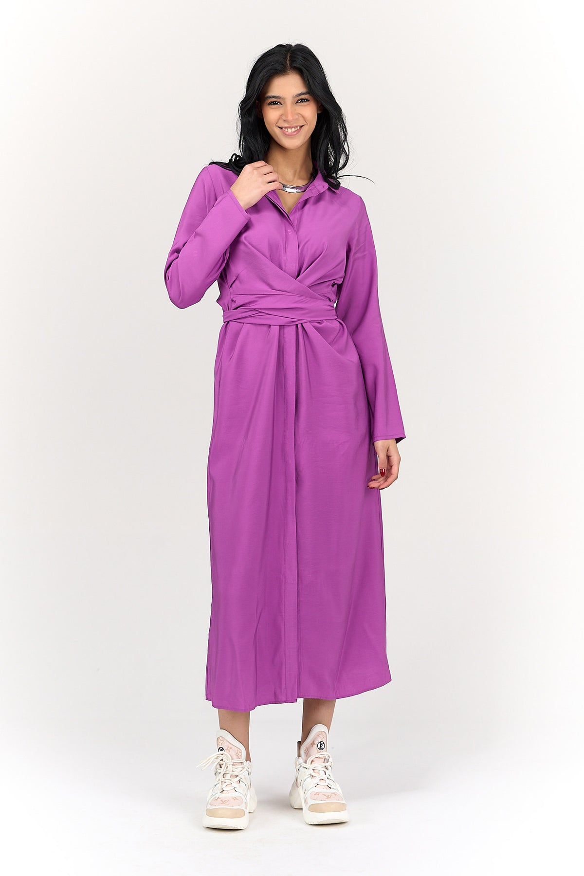 Shirt Dress with Tie Belt