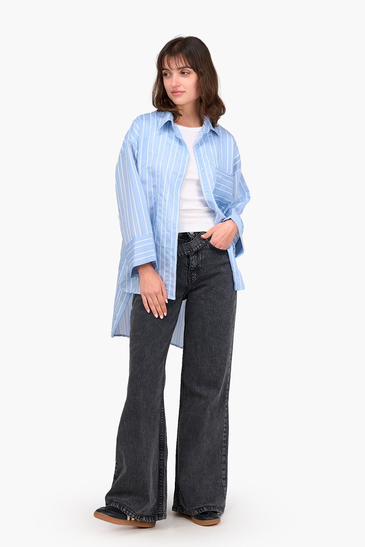 Striped High Low Shirt