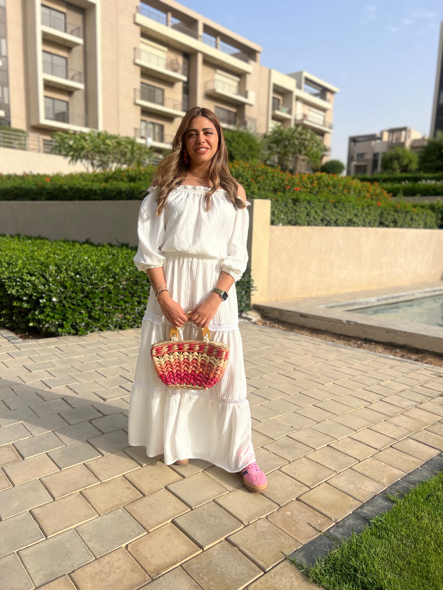 Linen Boho Skirt - White