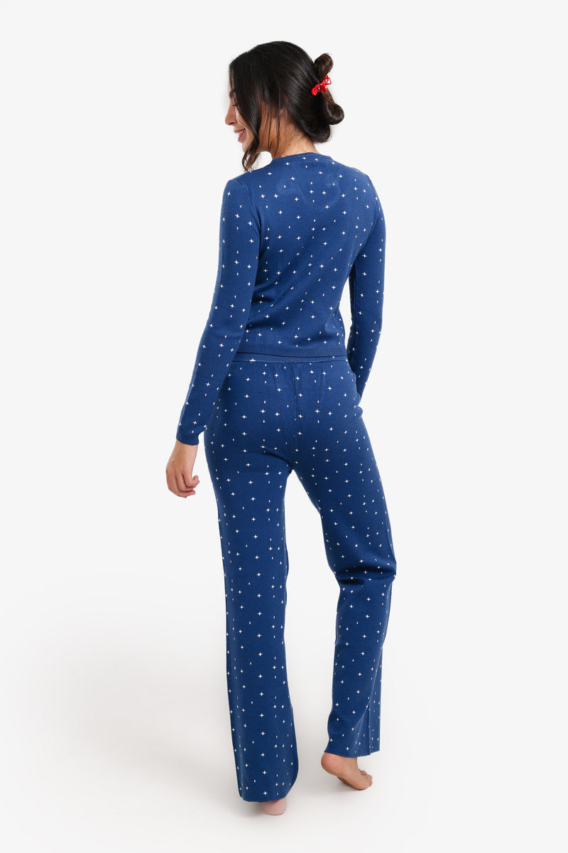 Wool Star Printed Cozy Pyjama Set – Blue