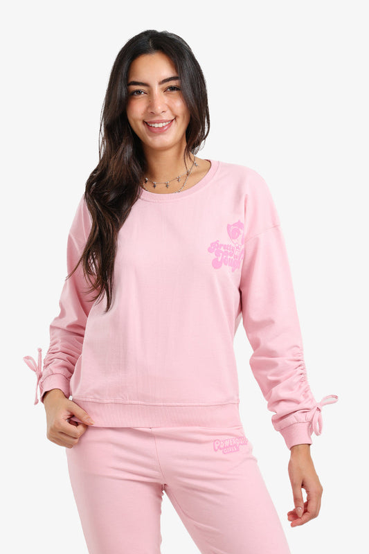 French Terry Printed Pajama Top – Pink