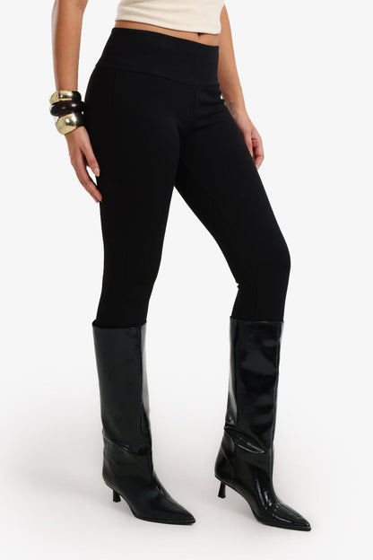 Jersey Solid Wide Waist Leggings – Black