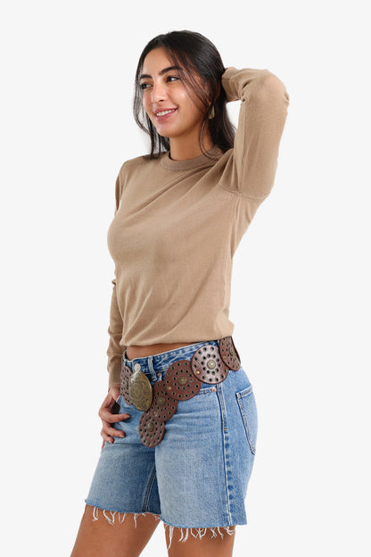 Polyamide Crew Neck Pullover – Beige